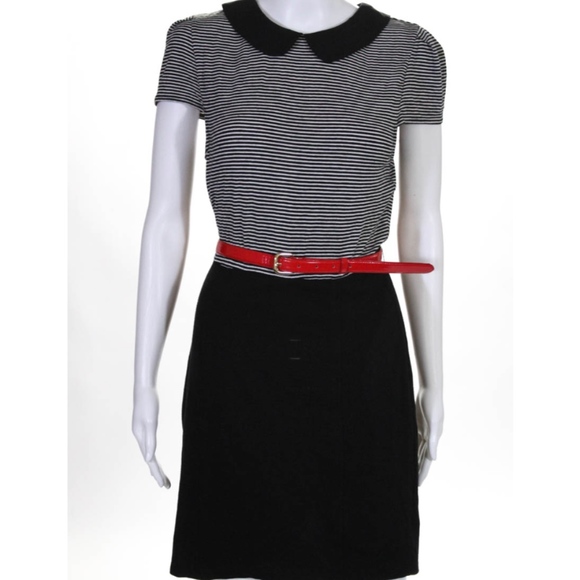 Pre-loved Alice + Olivia Striped Belted Black/White Dress in Medium! - Picture 2 of 6